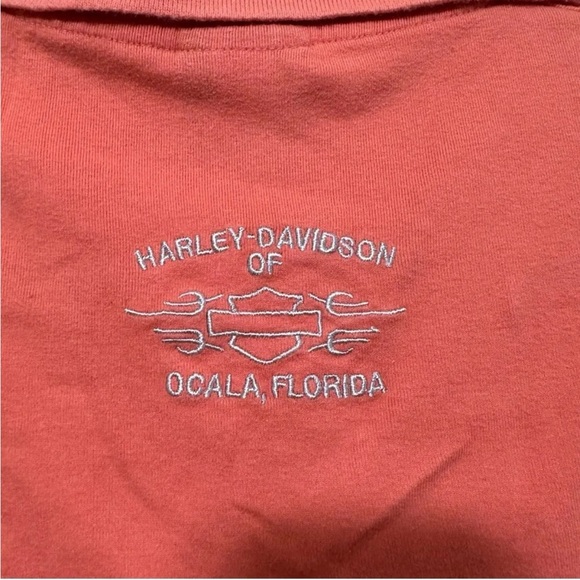 Harley Davidson 1/4 Zip Ocala, FL Sleeveless Collared Top Women S Orange - Picture 6 of 6